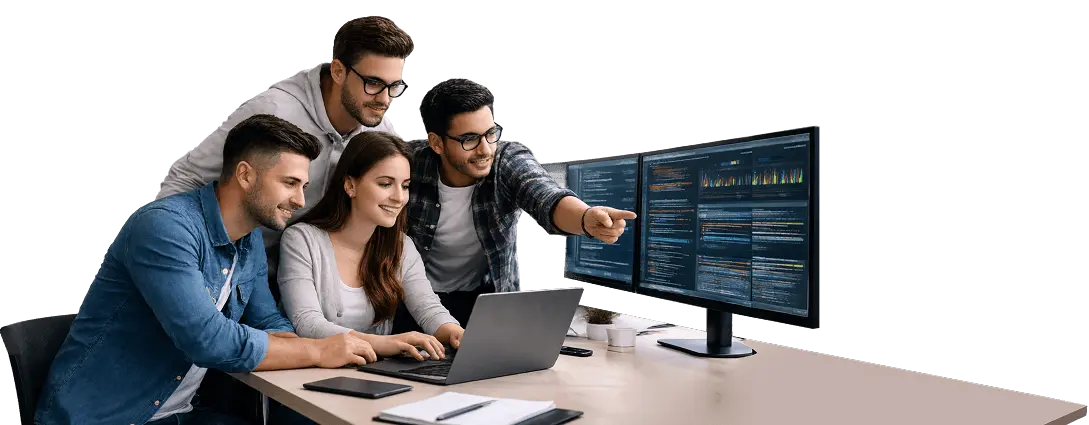 IT team working on systems and infrastructure setup